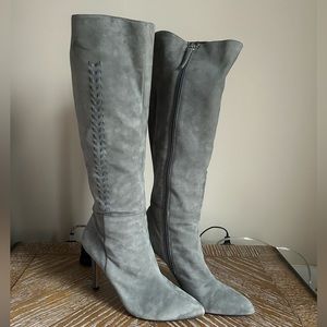 Suede high heel boots